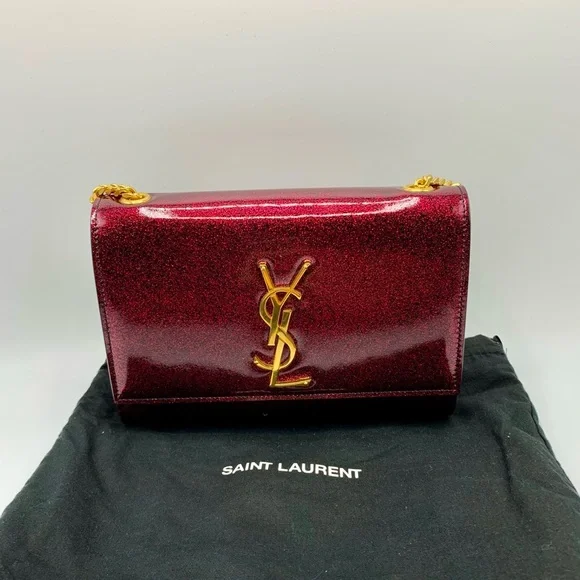 Saint Laurent Monogram Logo Kate Glitter Patent Leather
Crossbody Chain Bag - Picture 6 of 12